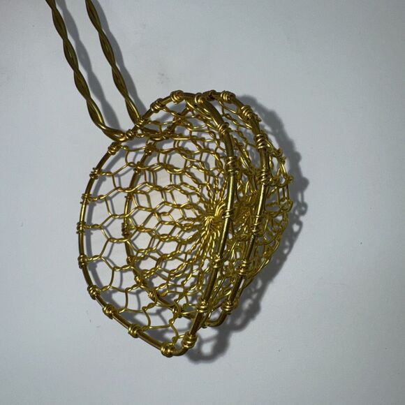 2 NEW Vintage Brass Wire Mesh Strainer Scoops 9x2" STRAINERS Asian Chinese Gold - Picture 7 of 8